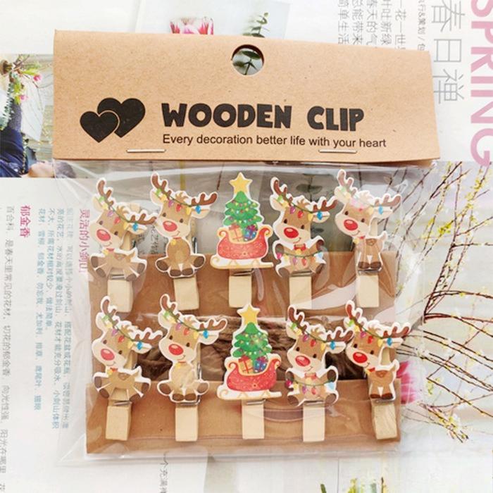 

10 шт. Рождественские олени Фото Заметки Рождественские открытки Бытовые зажимы 10pcs(one set)