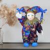 Movable Limb Ceramic Clown Statue with Handcrafts Fabric Outfit Holiday Decoration Collectible Clown Figurine Doll