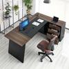 L-Shaped Executive Desk, Large Modern Office Table with Drawers and Storage Cabinet, Heavy Duty Wooden Executive Table, 158.7 KG Load Capacity, Easy
