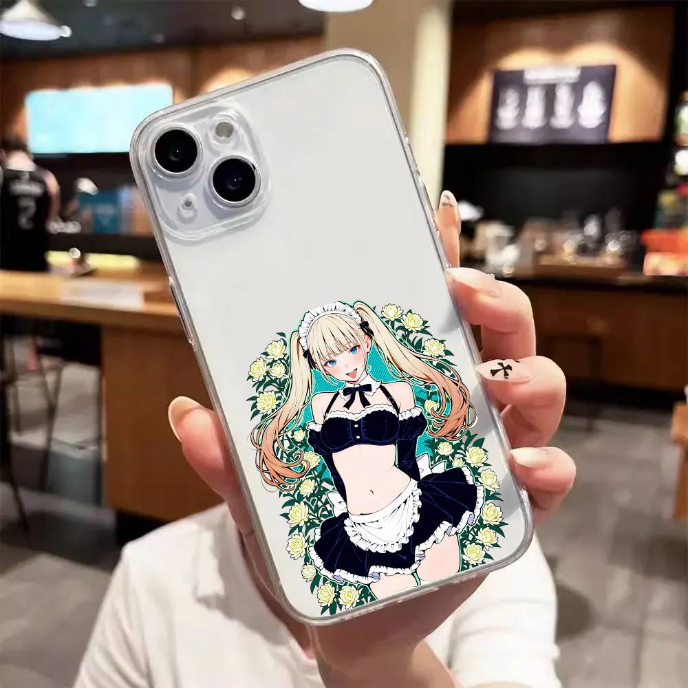 Kawaii Anime Girl Luxury Transparent Phone Case For IPhone 17 16 15 Pro Max 14 13 12 11