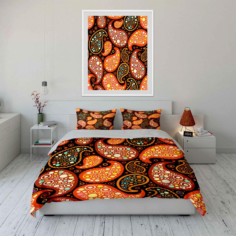 Retro Paisley Pattern Home Decor Soft Comfortable Duvet Cover Bedding Set Included 1*Duvet Cover & 2*Pillowcases, Gift