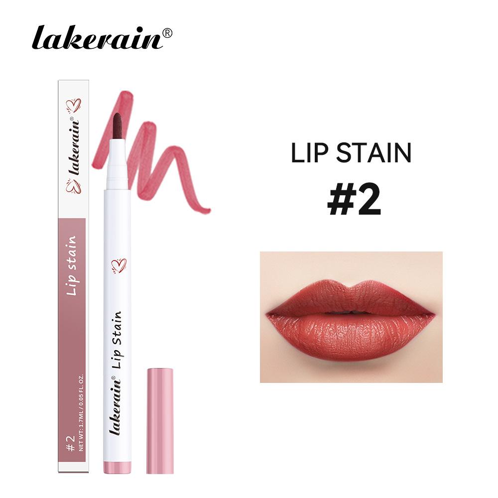 Lakerain Lip Stain Pen: Long-Lasting Waterproof Matte Lip Liner & Kiss-Proof Lightweight Color, 6 Shades for Precise Lip Shaping & All-Day Wear