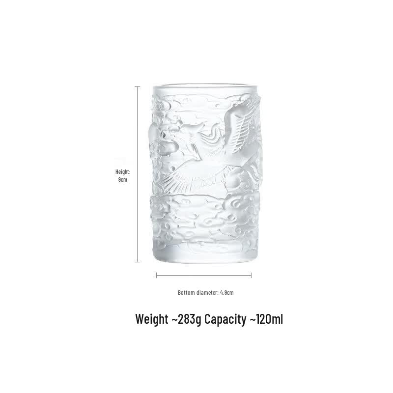 Auspicious Dragon & Phoenix Glass Tea Cup