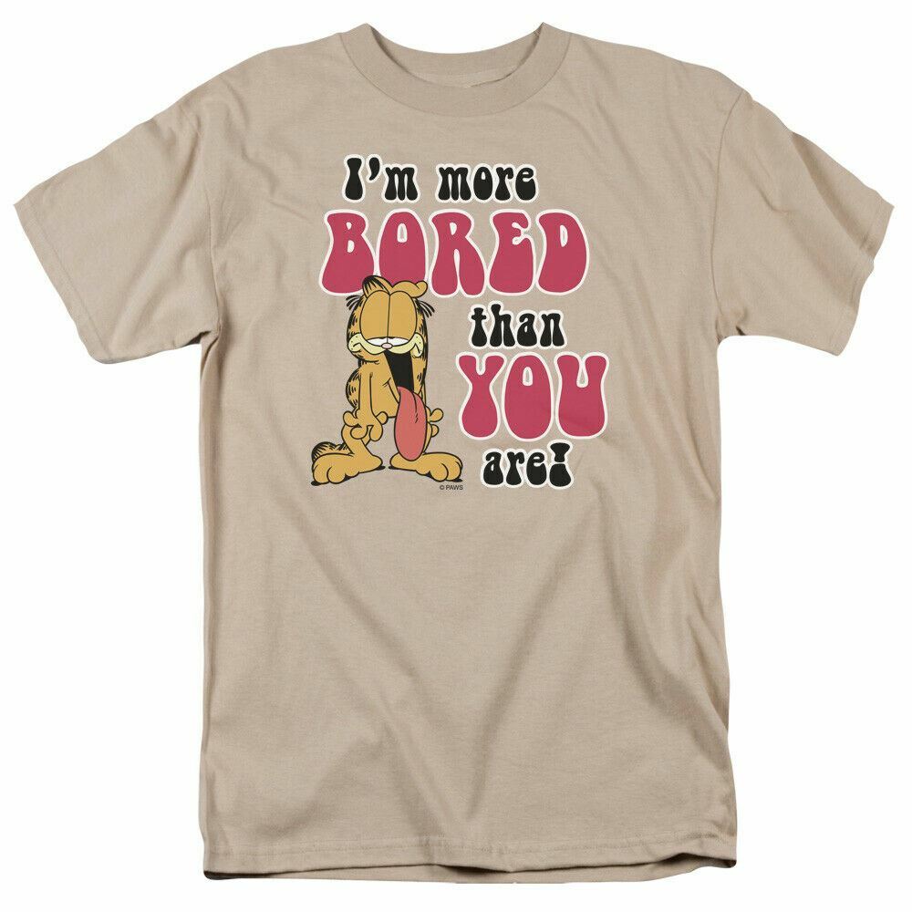 26 Garfield More Bored T Shirt Mens Licensed Cat Jim Davis Comic Tee Sand Unisex T-Shirt XXXL