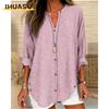 Bluse e Camicie Casual da Donna a Manica Lunga con Scollo a V