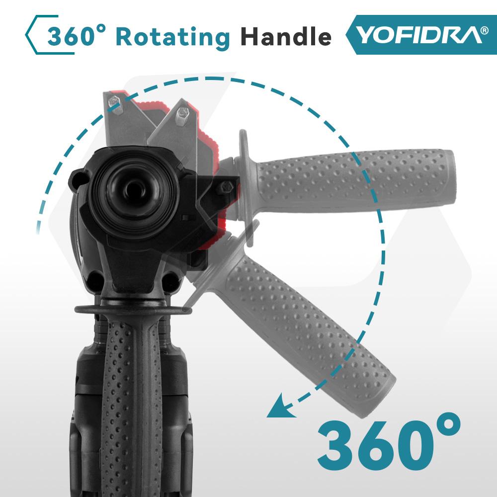 Yofidra 26MM Brushless Electric Hammer Electric Pick Impact Drill Multi-function Cordless Rotary Tool Fit For Makita 18V Battery Pin