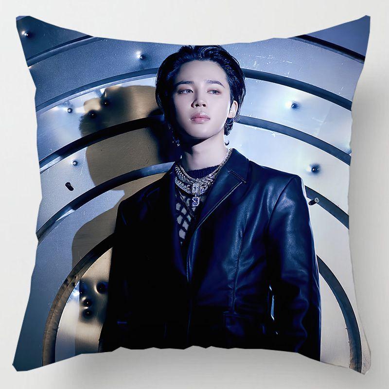 Kpop 18in Bts Bangtan Boys Cushion Cover Decorative Soft Pillow Case Peach Skin