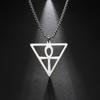 Egyptian Cross Pendant Inside Inverted Triangle Men Necklace Stainless Steel Box Chain Choker For Women Trend Jewelry Gift