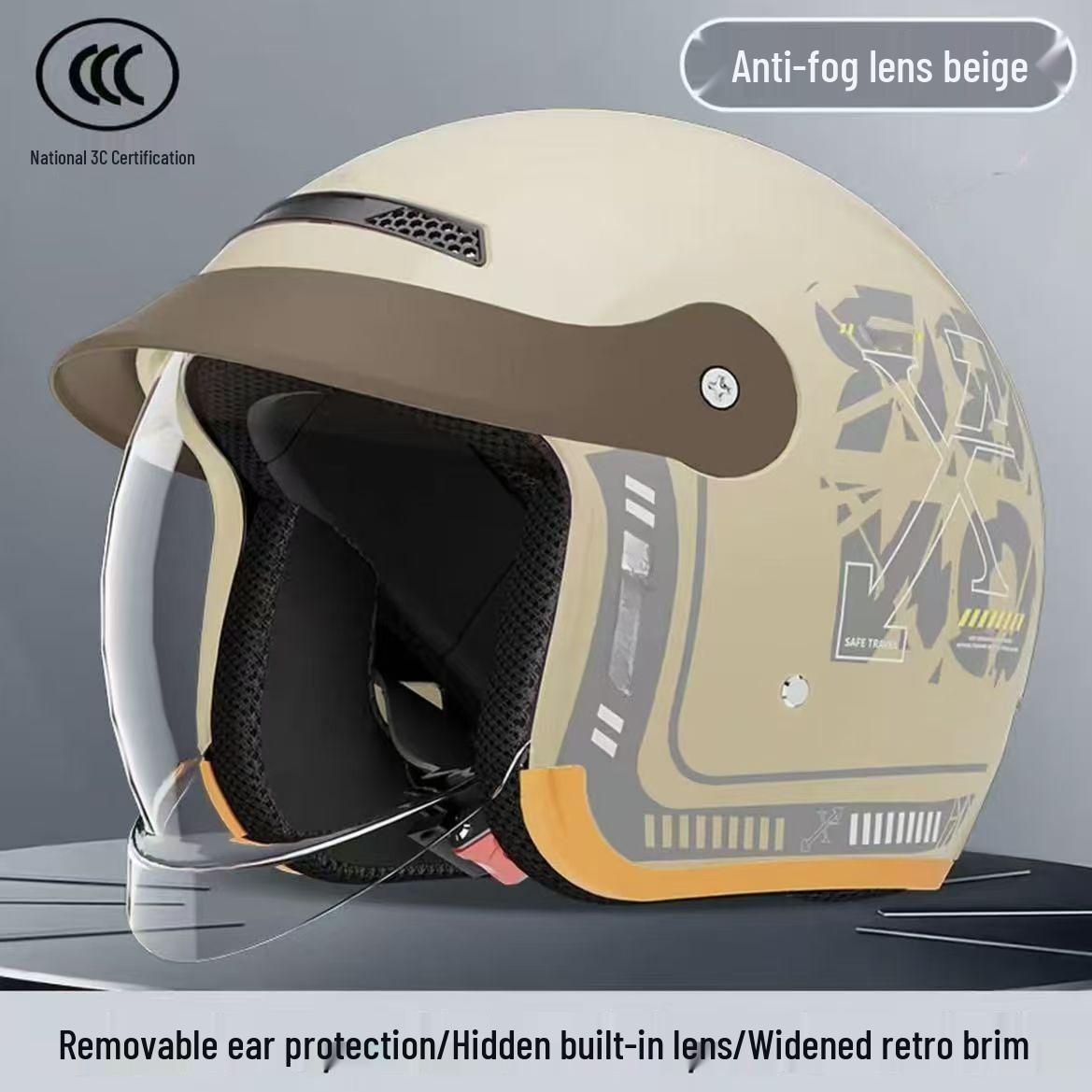 

3C Certified Unisex Electric Scooter Half Helmet with Hidden Visor for Winter Warmth and Drop Resistance One Size