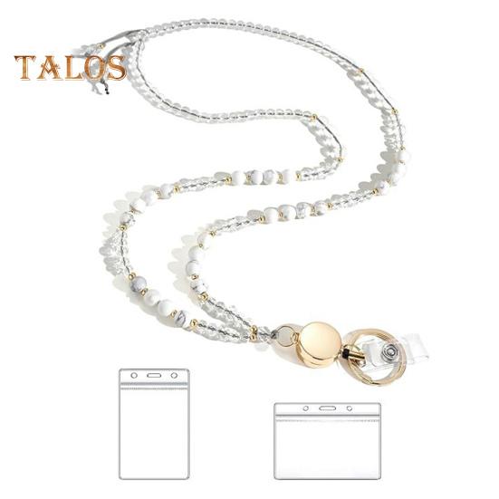 

Натуральный камень искусственный кристалл держатель для карт регулируемый шнурок для удостоверения личности женский держатель для бейджа ручной работы из бисера шнурок B белый