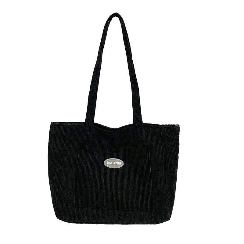 Retro einfache Cord große Kapazität Tragetasche Damen Herbst und Winter neu einzelne Schulter Umhängetasche Unterarm lässige Handtasche