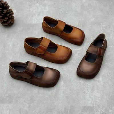 Handmade Leather Single Shoes Vintage Flat Soft Leather Soft Bottom Cowhide Women's Shoes