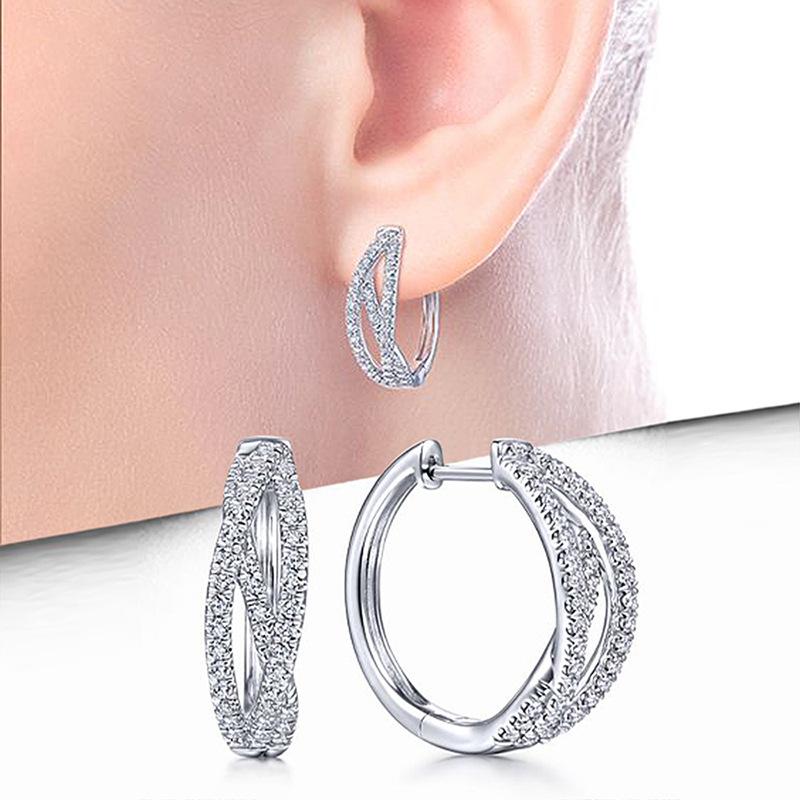Geometric Luxury Lines Intersecting Earrings European and American Fashion Exquisite Cold Style High-end Earrings for Women