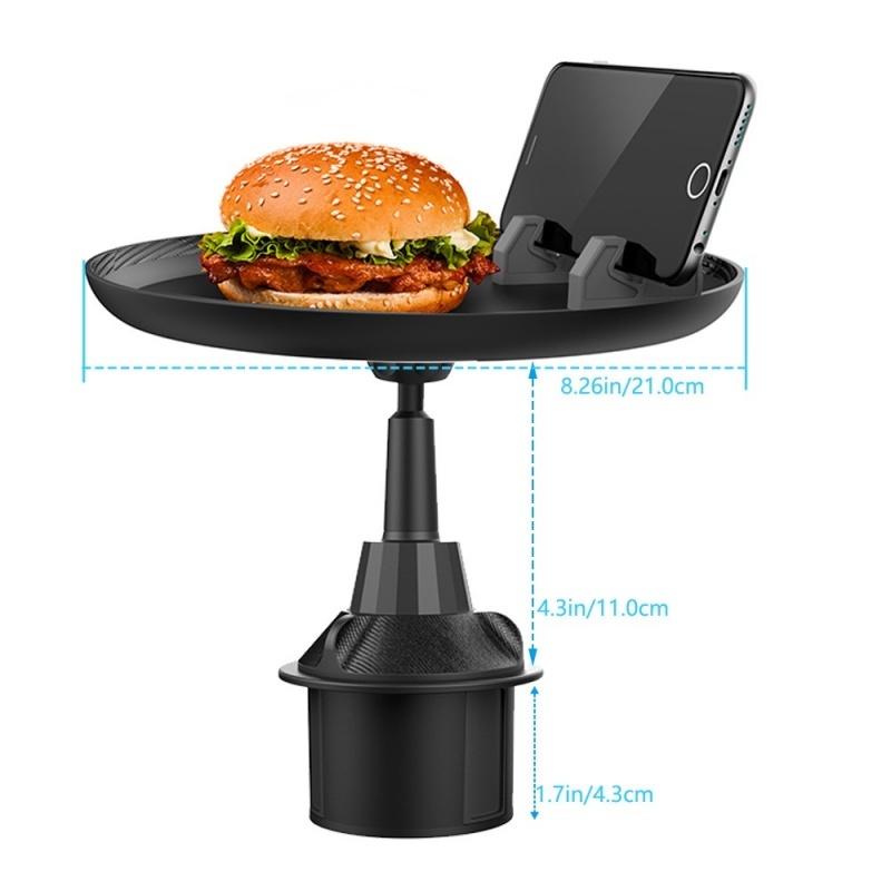 For Round Car Cup Holders, Car Cup Holder Tray, Rotatable Small Dining Table, Coffee & Drink Holder, 2-in-1 Phone Storage