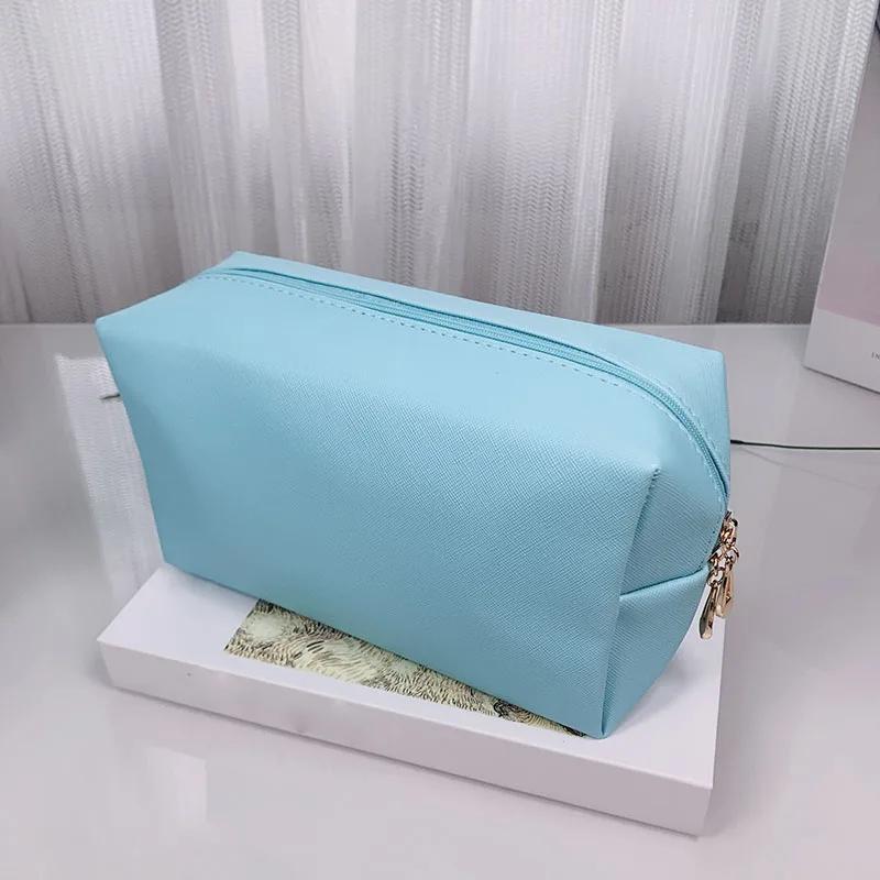 1PC Zipper Fashion Cosmetic Bags for Women Small Large Female PU Leather Make Up Lipstick Case Zip Waterproof Toiletry Bags