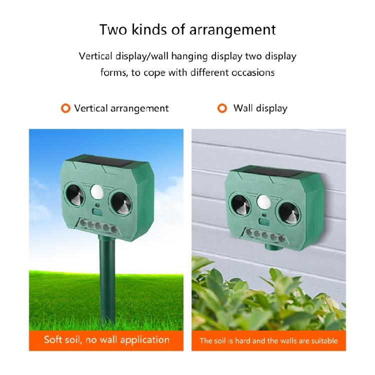 Solar Animal Repeller Ultrasonic Repellents LED Light Alarm Repels Cat Dogs Bird