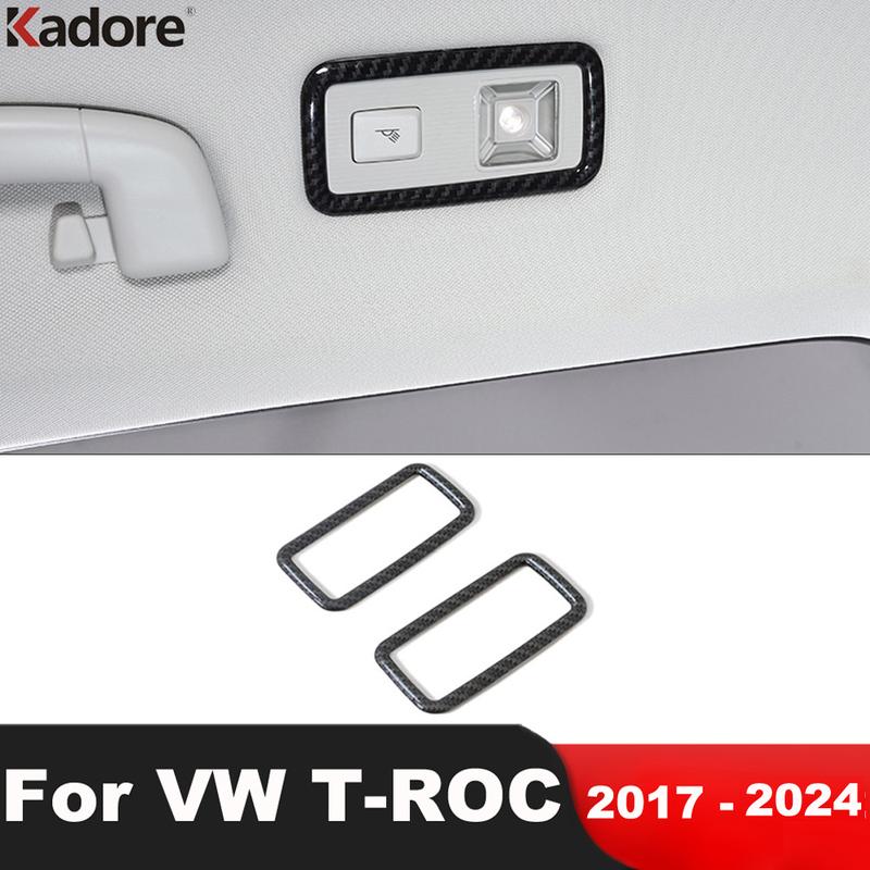 Car Rear Reading Light Lamp Cover Trim For Volkswagen VW T-Roc T Roc 2017- 2024 Carbon Fiber Interior Accessories