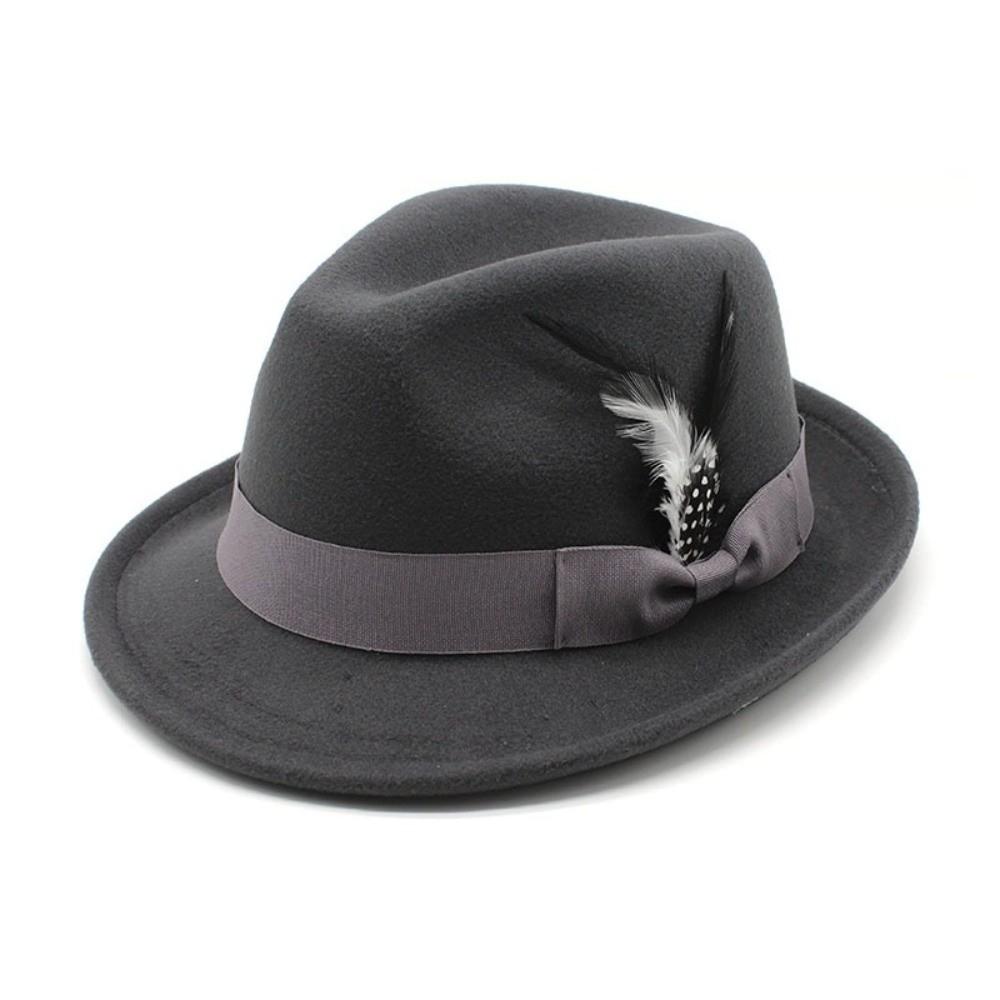 Soft Fedora Hat Solid Color Cashmere Felt Hat Ethnic Style Jazz Hat