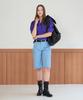 LBYL Sky Blue Denim Cotton Blend Half Pants
