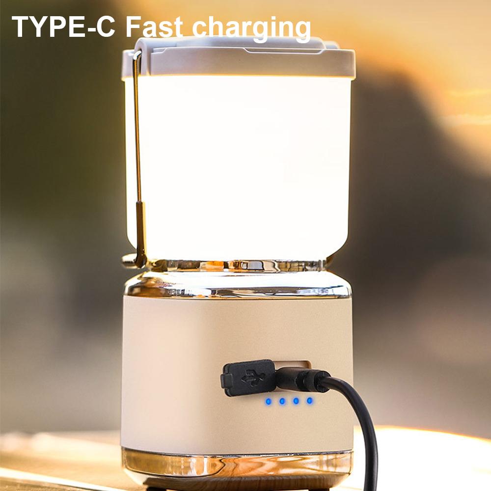 1PC Outdoor Portable Camping Light Retro Atmosphere Light With Handle Type-C Charging Emergency Flashlight