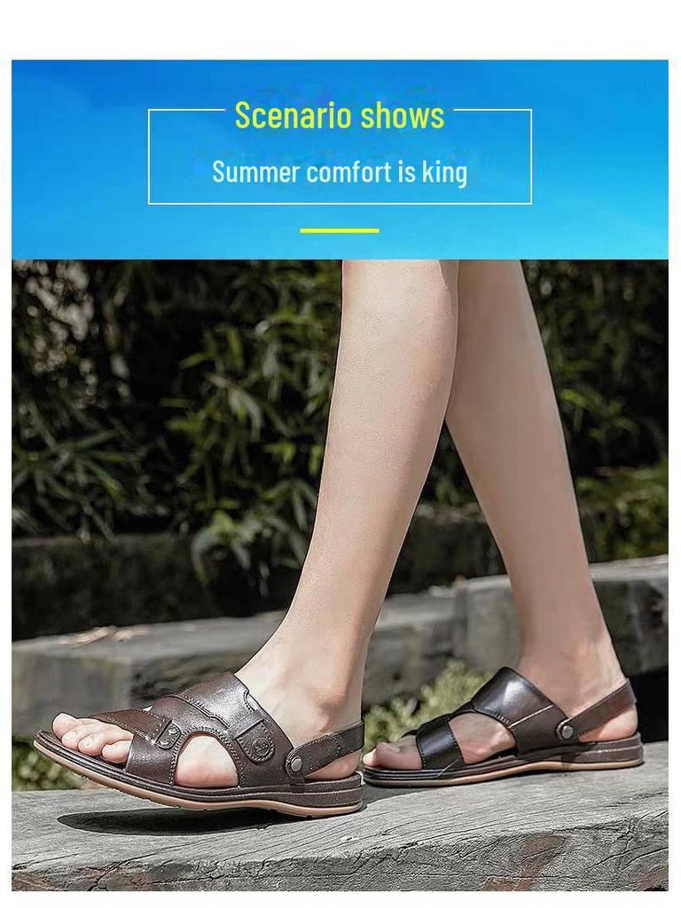 Shanghai Warrior Men's Thick-Soled Non-Slip Outdoor Sandals - Summer-Ready, Wear-Resistant, and Soft-Soled for Middle-Aged Dads.