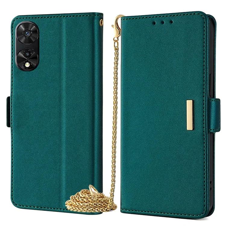 For TCL 505 Wallet Case Anti-Scratch PU Leather Card Slots Phone Cover with Straps - Blue