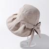 Ready To Ship Women Big Bowknot Wide Brim Bucket Hat Foldable Packable Beach Sun Caps Ladies Elegant Summer Holiday Sunshade Hat