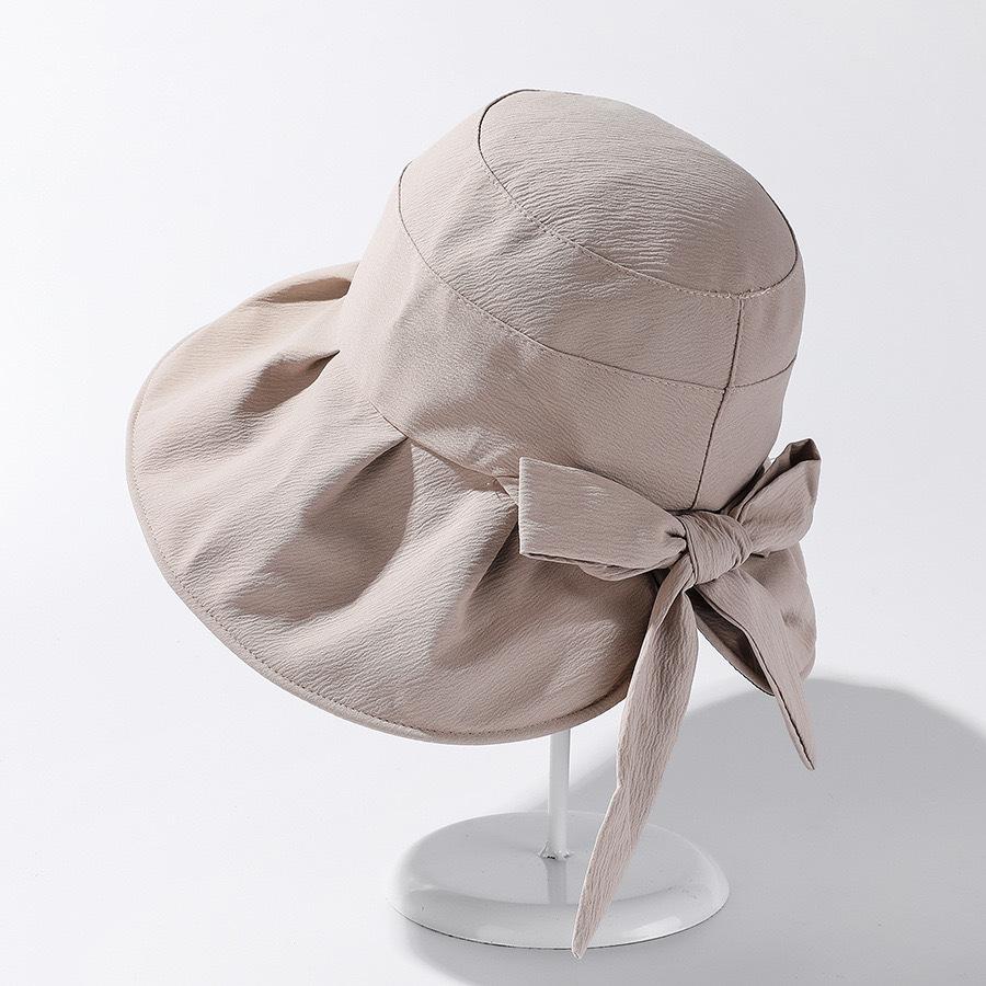 Ready To Ship Women Big Bowknot Wide Brim Bucket Hat Foldable Packable Beach Sun Caps Ladies Elegant Summer Holiday Sunshade Hat