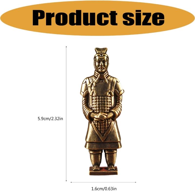 Brasses Chinese Terracotta Soldier Figurine with Antique Bronze Finish for Shelf Decors Study Accent Office Desk Display and Collector Gift
