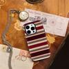 Burgundy Stripe Elegance Phone Case for IPhone 16 15 14 13 12 11 X XS XR XSMAX 7 8 Pro Max Plus Double-layer Back Cover