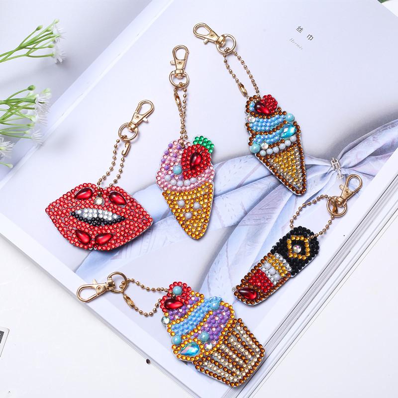 Special-Shaped Brick Diamond Painting Keychain Diy Christmas Series Cartoon Decorative Small Pendant