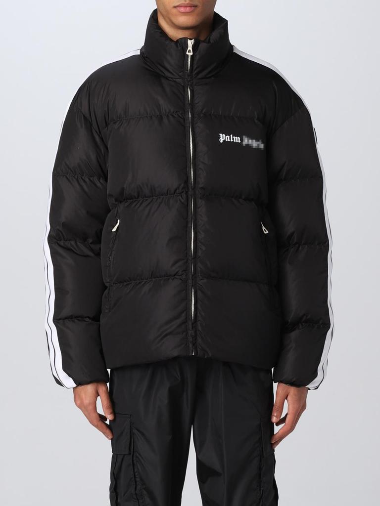 Unisex Palm Angel Striped Color Block Letter Print Stand Collar Cotton Jacket