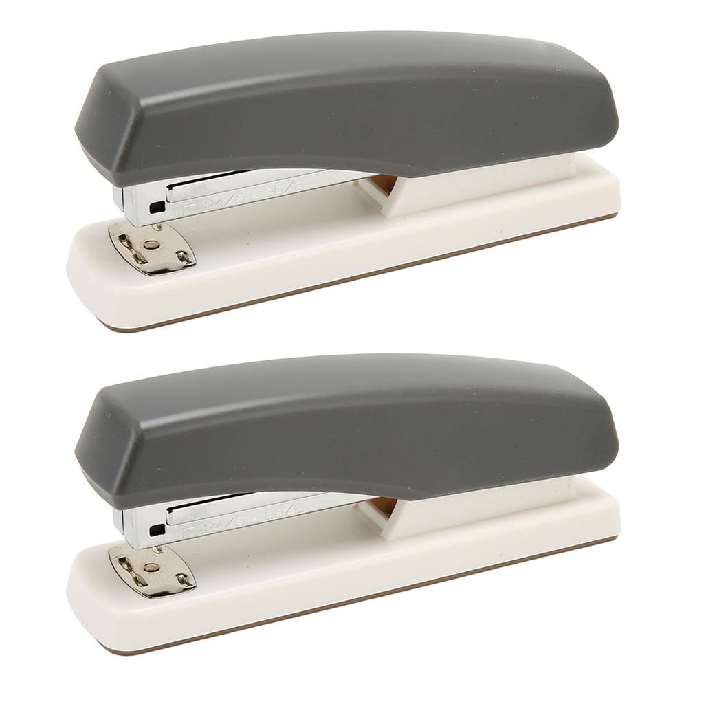 2PCS Office Stapler Prevent Slip Portable Stable Durable Ergonomic School Stapler for Students Grey