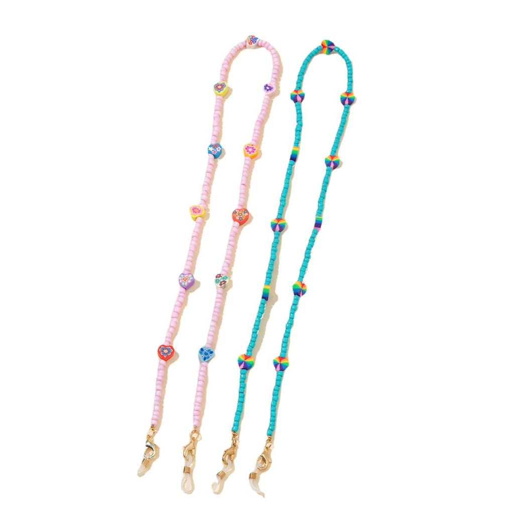 Candy Color Soft Pottery Mask Rope Glasses Chain, Colored Crystal Neck Mask Chain Anti-lost Glasses Rope