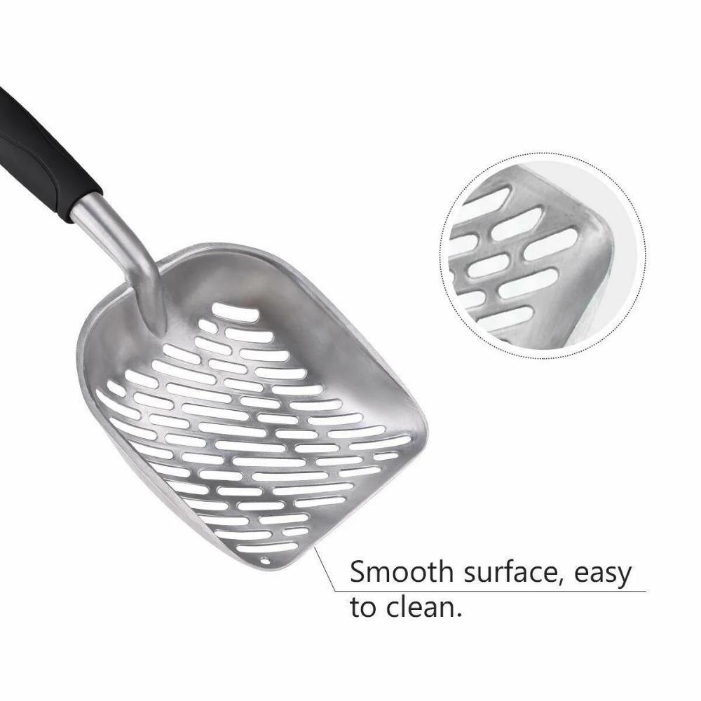 Heavy-Duty Cat Litter Scoop with Reinforced Comfortable Handle, Metal Pet Poop Sifter