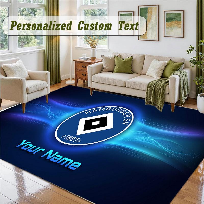 Crystal Velvet Square Rug Custom NameHamburger SV Pattern Non Slip Home Floor Decor Rug