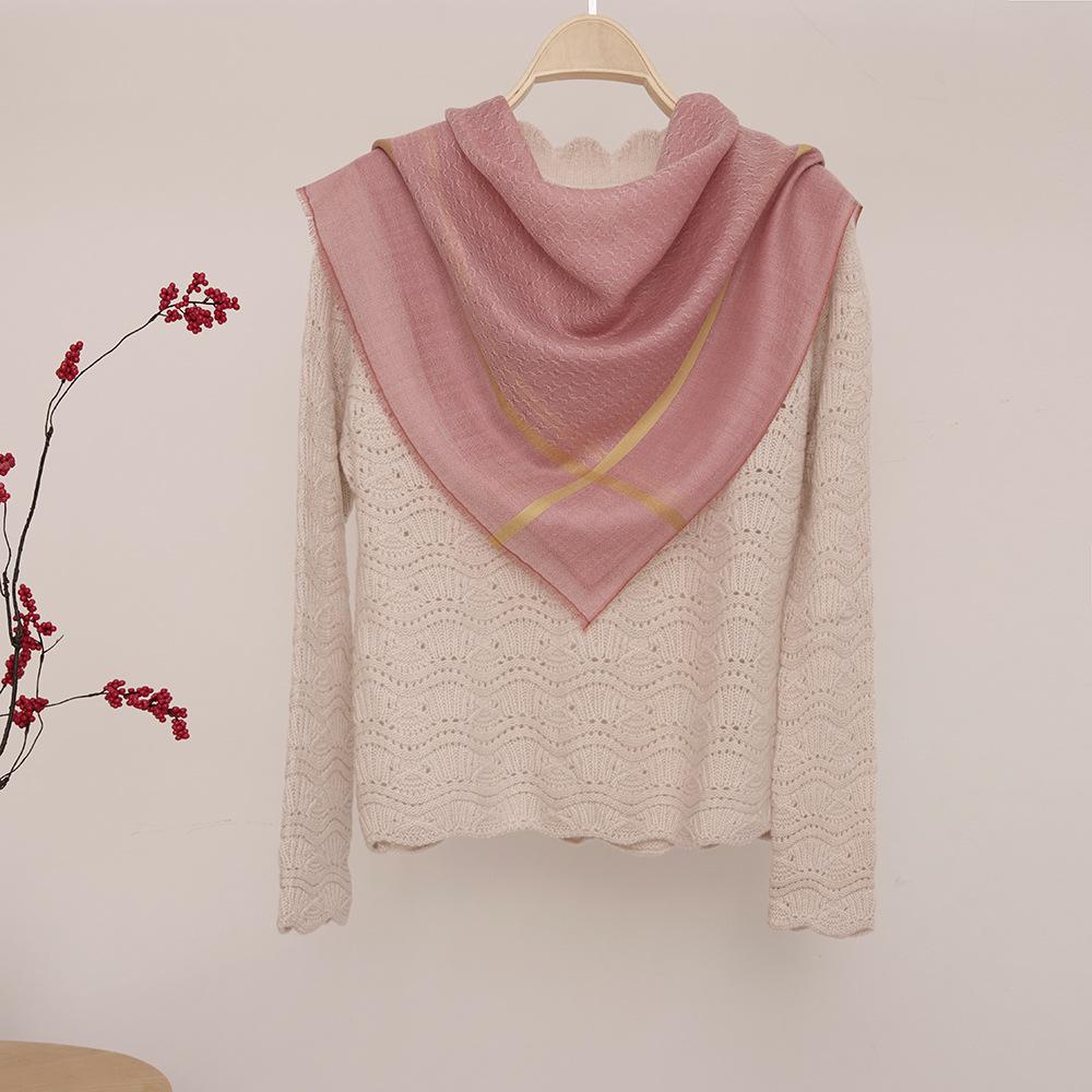 Women's Water-Soluble Cashmere Plaid Shawl: Sun-Blocking Summer Square Scarf & Air-Conditioned Room Wrap