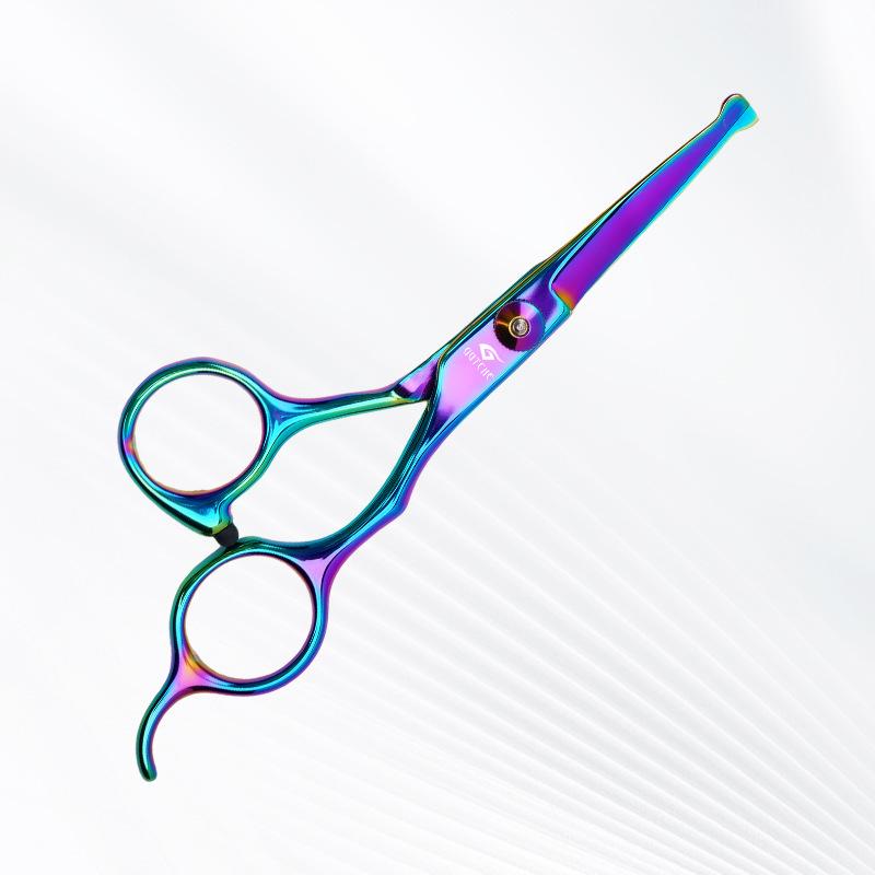 Professional Pet Grooming Scissors - Colored Stainless Steel, Round Head, Anti-Scratch Scissors