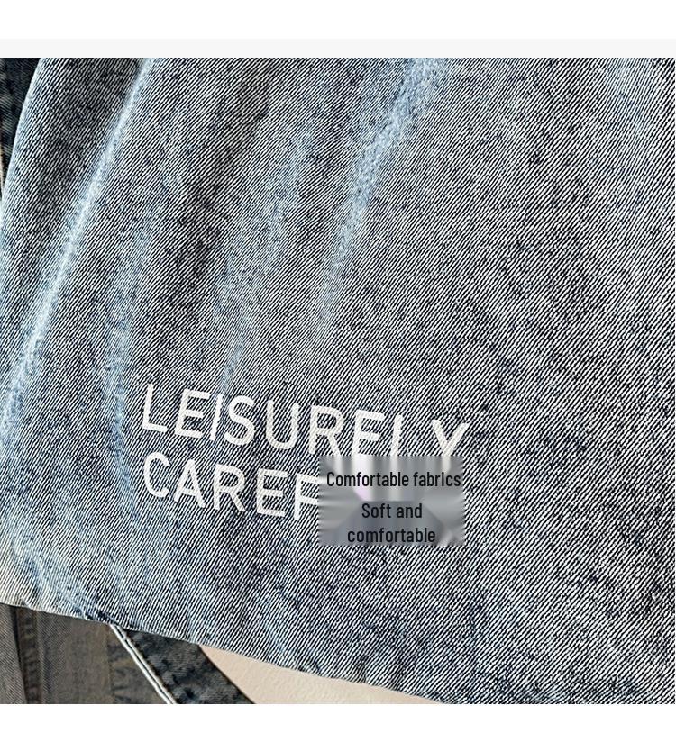 Korean Style Washed Denim Crossbody Tote – Large Capacity with Retro Letter Print (2025 Edition)