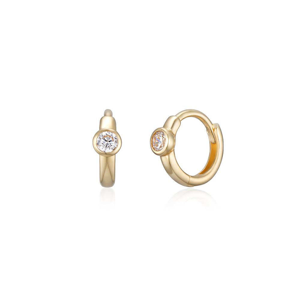 Lunne 14K Diamond Essential Bezel One-Touch Earrings (14K Gold) #Lce10