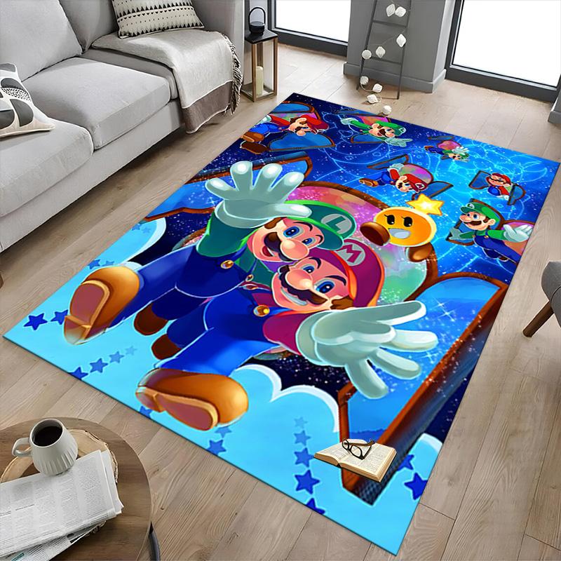 1pc Mario Luigi Adventure Carpet for Playroom Bedroom Living Room Sofa Home Decor,kids Game Area Rug Non-slip Floor Mat Y72915
