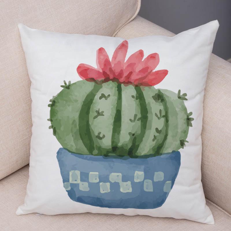 Sofa Zuhause Kissenbezug Aquarell Kaktus Dekorativer Druck Grüne Pflanze Kissen