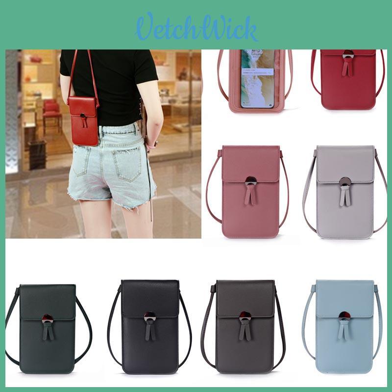 Women Transparent Touch Screen Mini Phone Pouch Shoulder Strap Mobile Bag With Snap Closure
