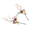 Deer Antler Flower Crown Headband Fairy Flower Reindeer Cosplay Headdress with Lace Ears Blueberry Berry Tree Branch