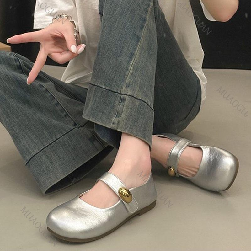 Fashion New Spring Aututmn Flat Mary Jane Women's Shoes Round Head Shallow Mouth Casual Shoes for Women Slip on Solid Soft Bottom Flats