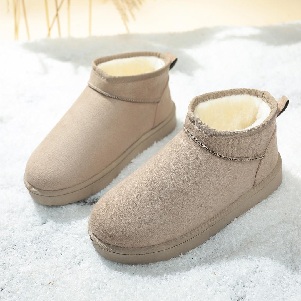 Women's Large Size Soft Sole Winter Warm Fur One Snow Boots Padded Lined Ankle Boots Non-slip Hiking Sports Cotton Boots