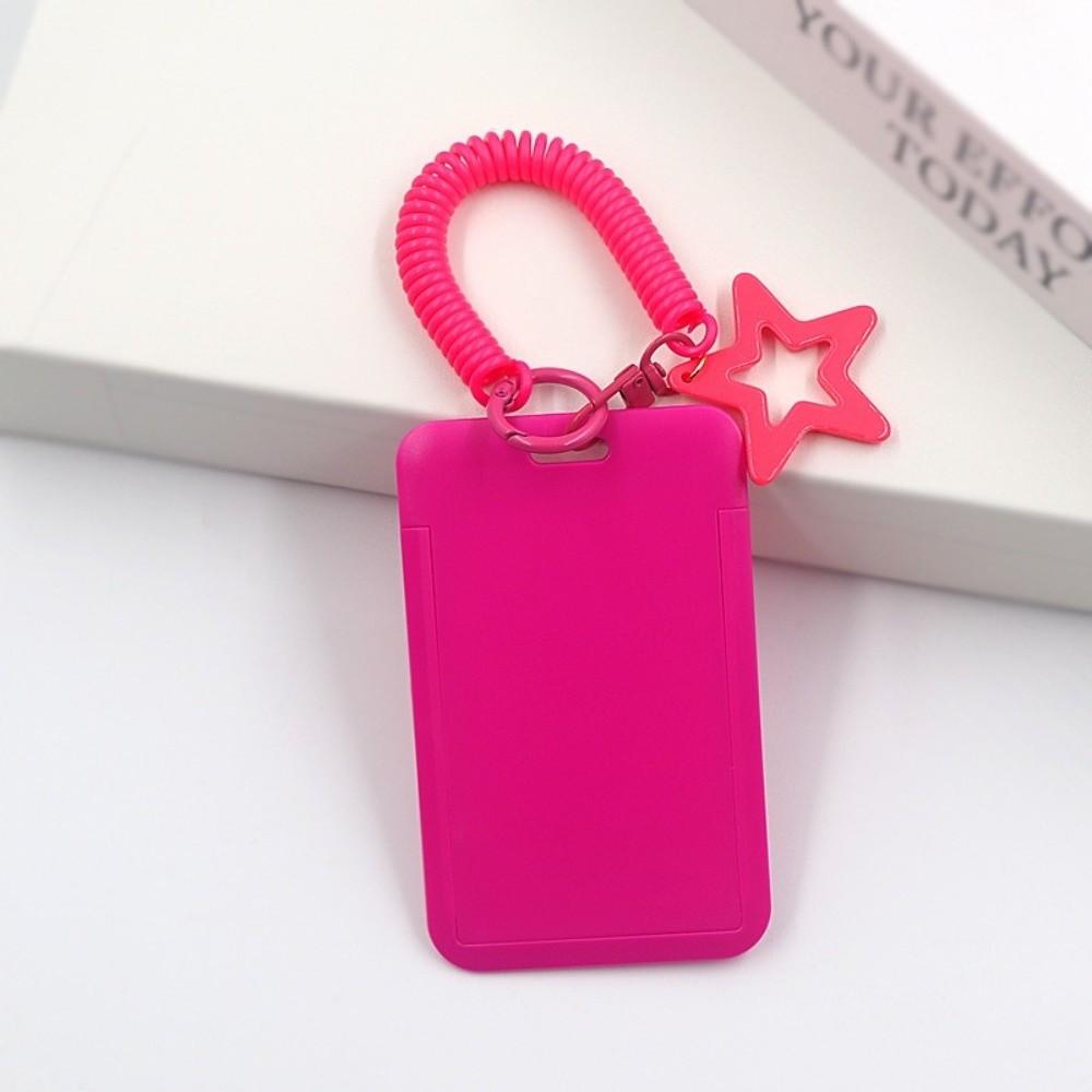 Colorful Kpop Photocard Holder Retractable Plastic Photo Display Holder Spring Lanyard with Star Keychain