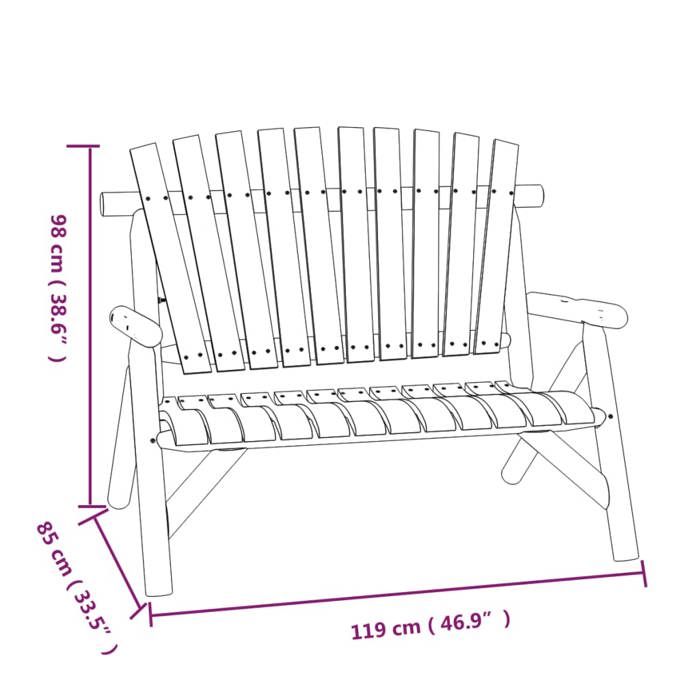 VidaXL Banc de jardin à 2 places 119x85x98 cm bois massif d'épicéa 363348