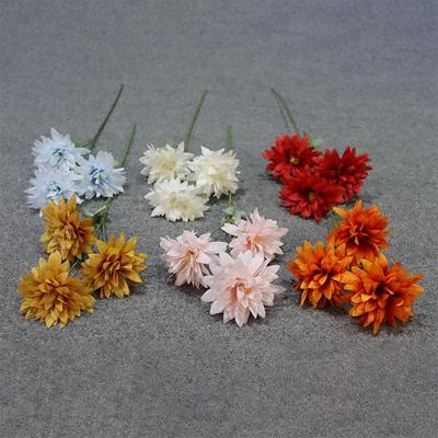 Dahlia Silk Flower Arrangement: 3-Head Artificial Blossoms for Home, Wedding, or Window Display Decoration.