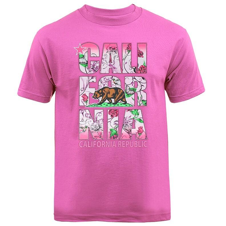 Футболка унисекс с цветочным принтом и изображением медведя Калифорнийской республики Золотого штата XXXXL